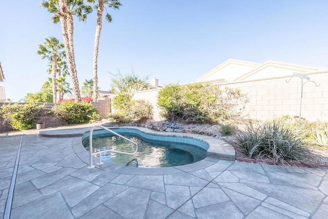 view of swimming pool with a patio