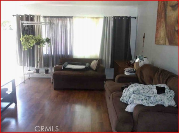 living room with wood-type flooring