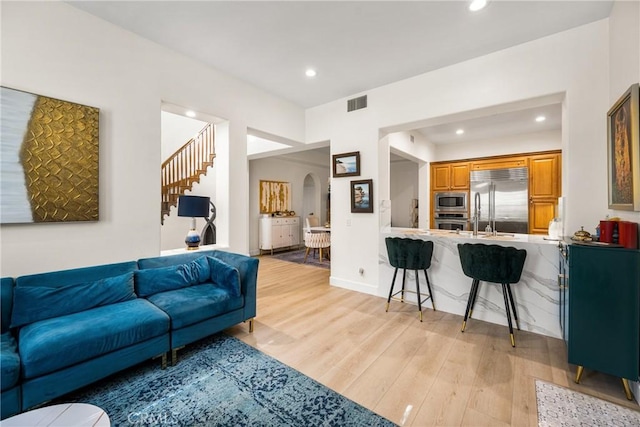 living room featuring light hardwood / wood-style floors