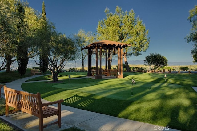 view of home's community with a gazebo and a mountain view