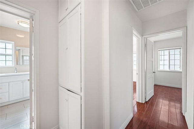 hallway with sink