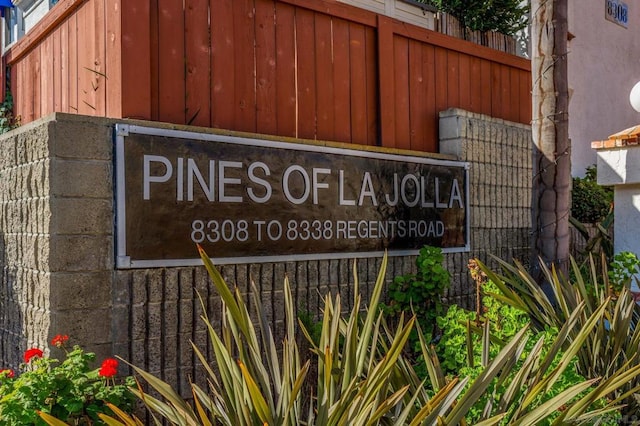 view of community sign