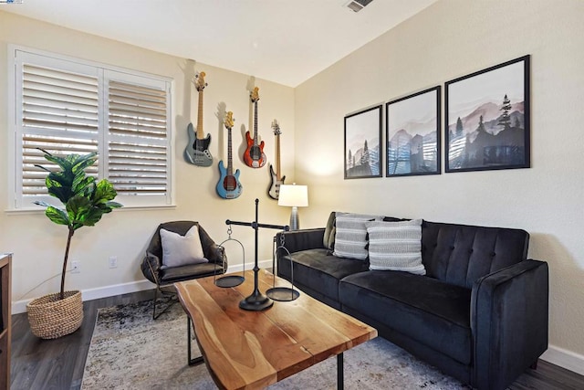 living room featuring wood-type flooring