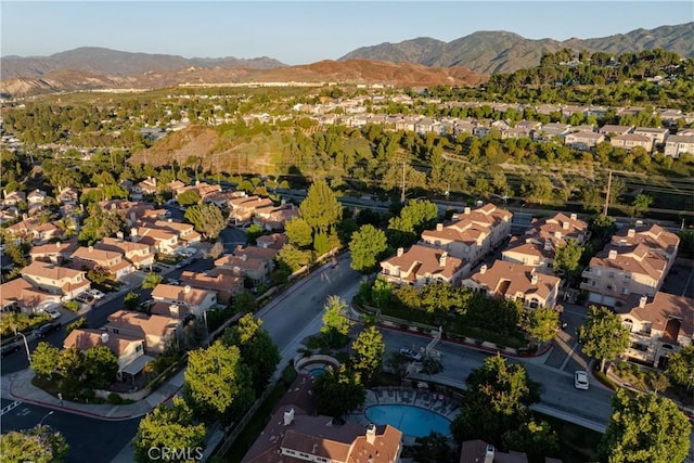 drone / aerial view with a mountain view