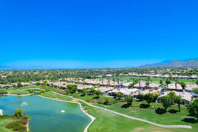 aerial view with a water and mountain view