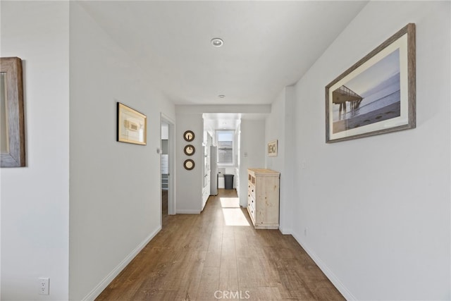 hallway featuring wood-type flooring