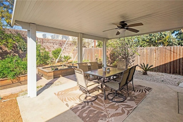 view of patio / terrace with ceiling fan