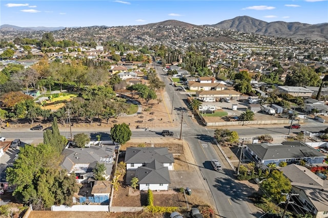 bird's eye view with a mountain view