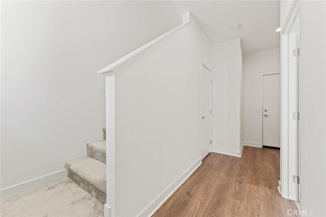 hall with hardwood / wood-style floors