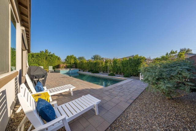 view of swimming pool with a patio