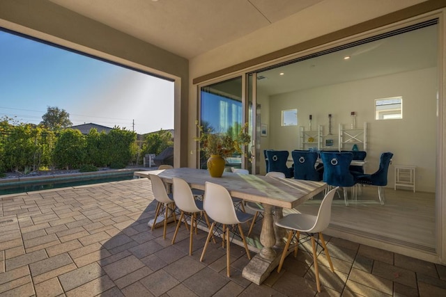 view of patio / terrace featuring a fenced in pool