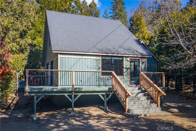 view of front of property with a deck