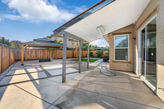 view of patio featuring a gazebo