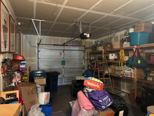 garage with a garage door opener