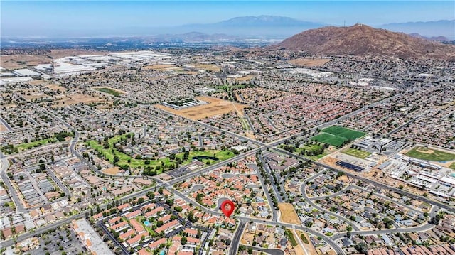 drone / aerial view with a mountain view