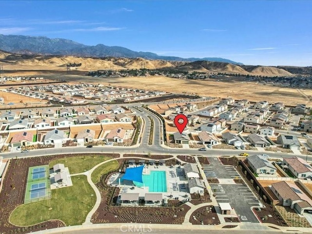 bird's eye view featuring a mountain view