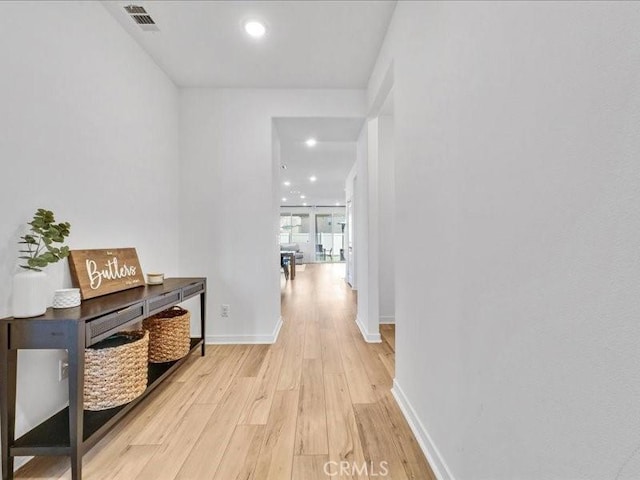 hall featuring light hardwood / wood-style flooring