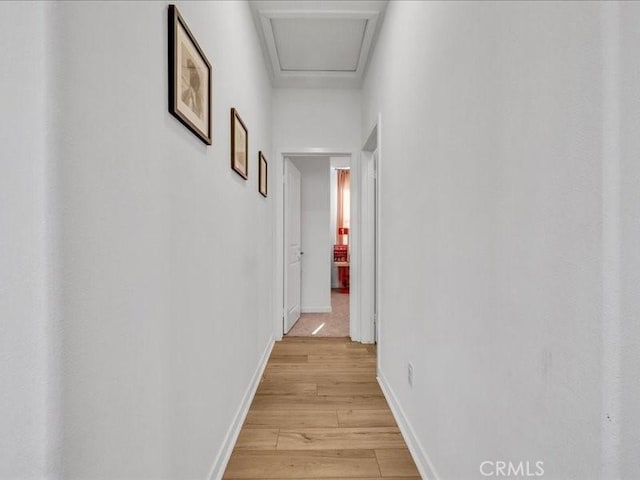 hall with light hardwood / wood-style floors