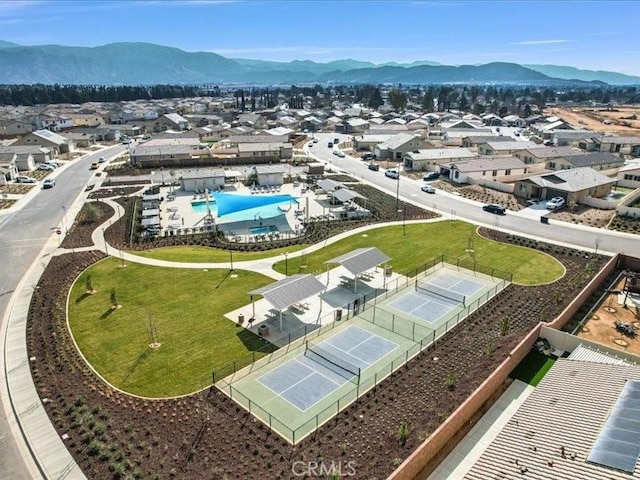 aerial view featuring a mountain view