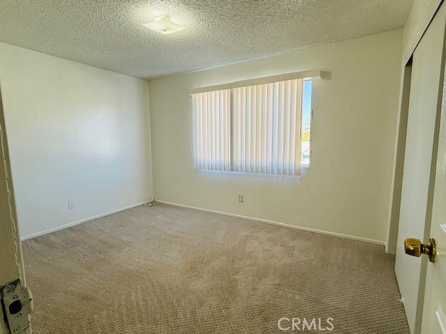 unfurnished bedroom with a textured ceiling, a closet, and light colored carpet