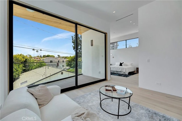 interior space with light hardwood / wood-style flooring