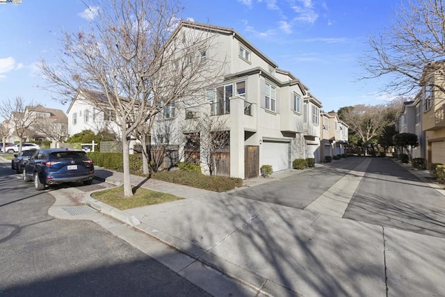 exterior space with a garage