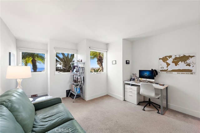 view of carpeted office space