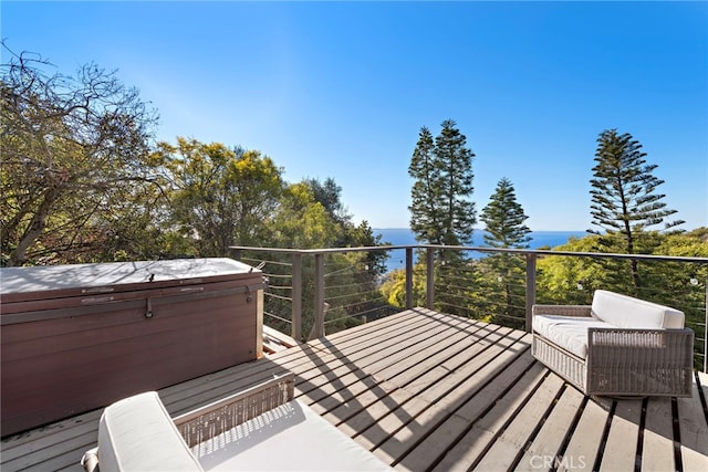 deck with a water view