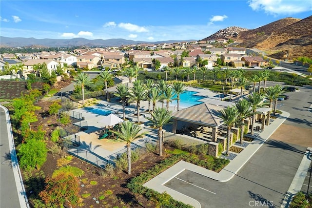 aerial view with a mountain view