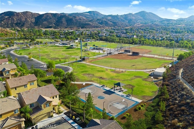 bird's eye view with a mountain view