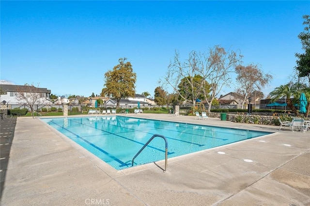 view of swimming pool featuring a patio