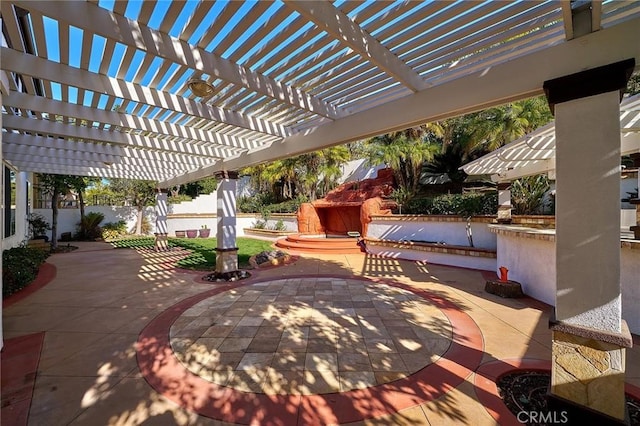 view of patio / terrace featuring a pergola