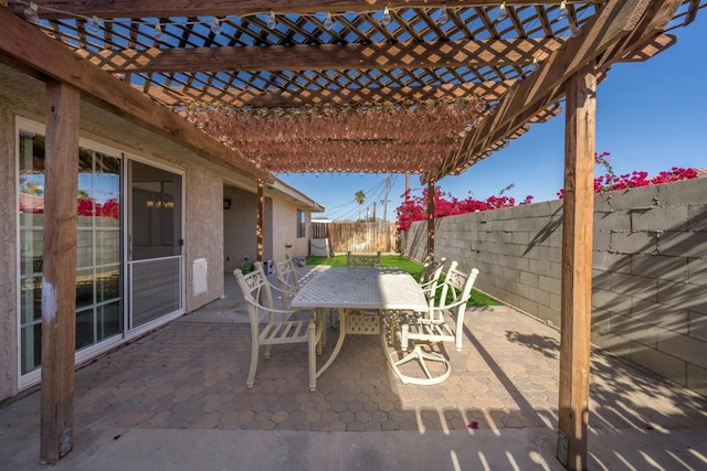 view of patio / terrace featuring a pergola