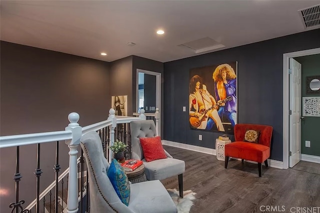 home theater featuring hardwood / wood-style flooring