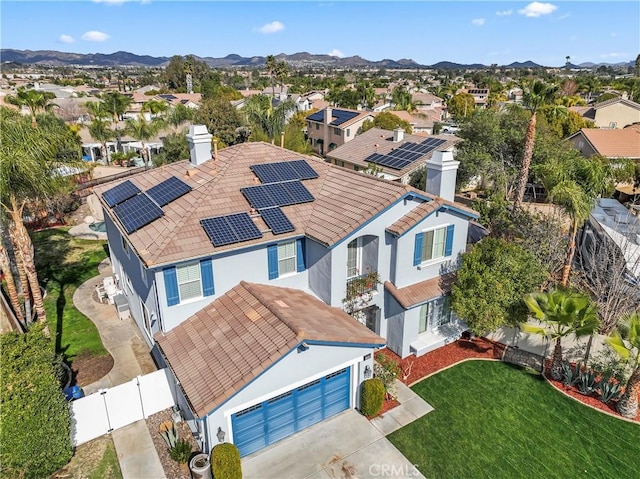 bird's eye view with a mountain view