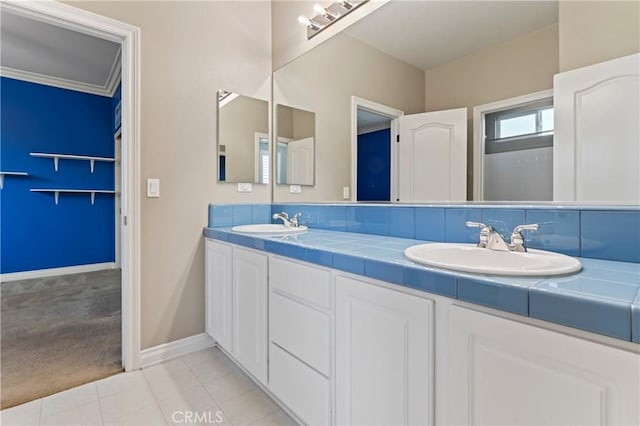 bathroom featuring vanity and tile patterned floors