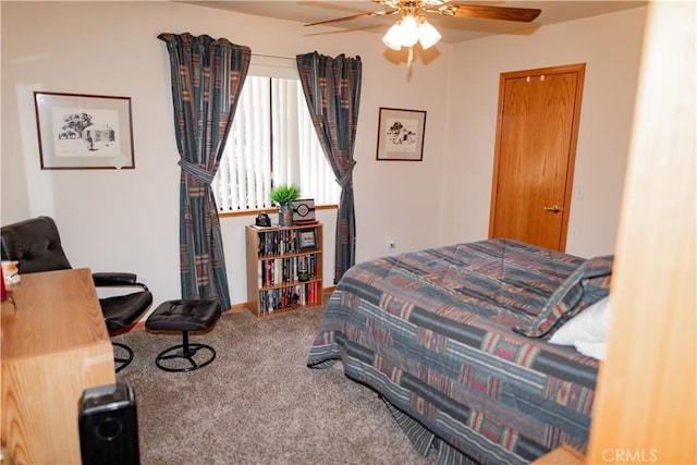 bedroom with carpet floors and ceiling fan