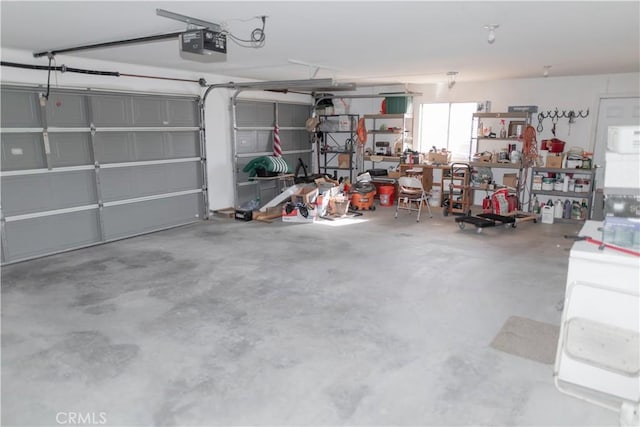 garage with a garage door opener