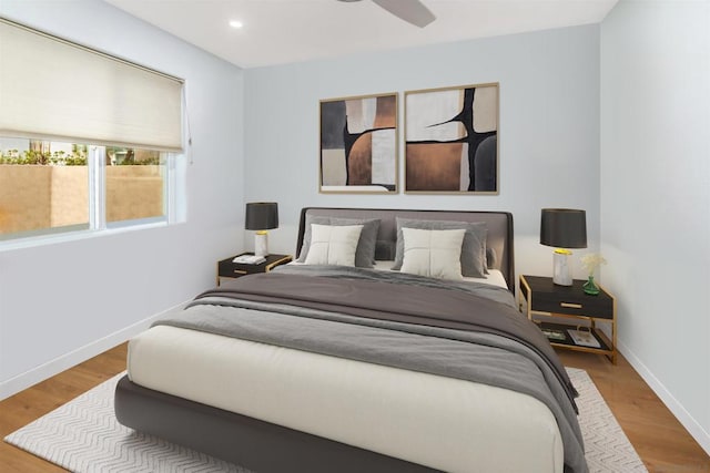 bedroom with light hardwood / wood-style flooring