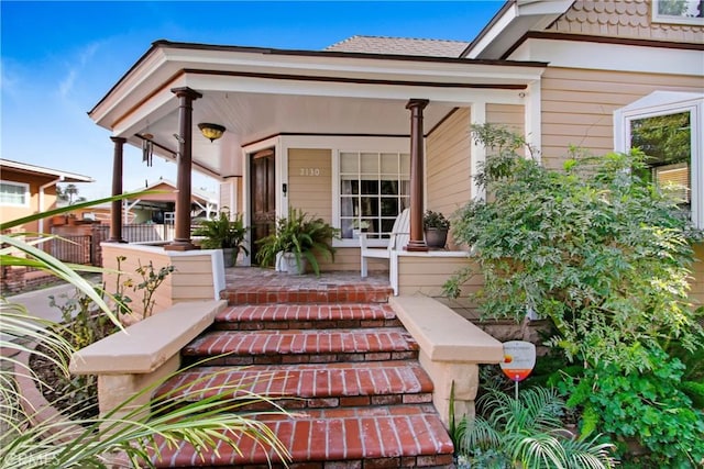 exterior space featuring covered porch