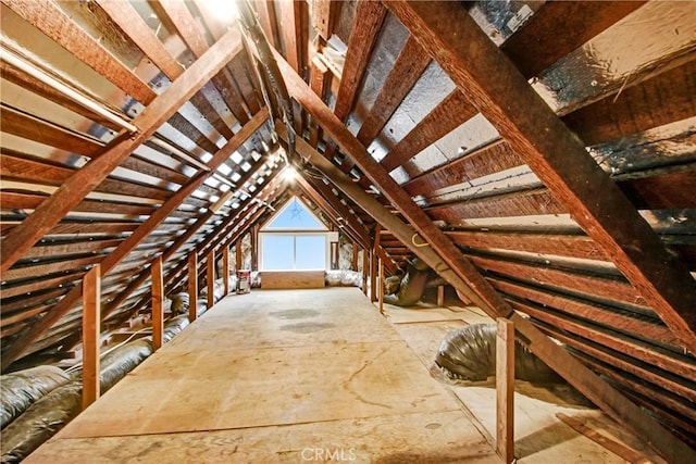 view of unfinished attic