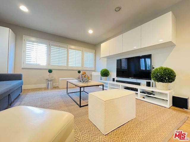 living room featuring light wood-type flooring