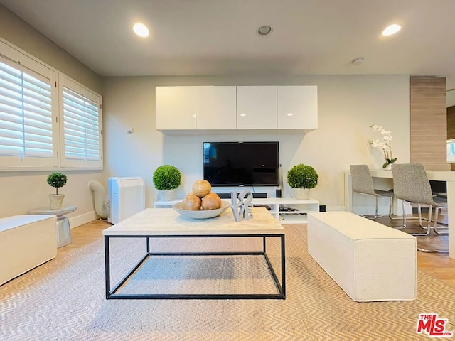 living room featuring light wood-type flooring