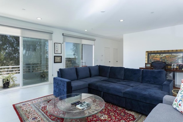 living room featuring a wealth of natural light