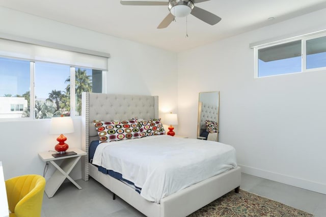 bedroom featuring ceiling fan