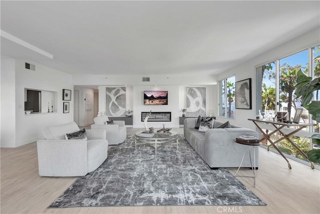 living room featuring light hardwood / wood-style flooring