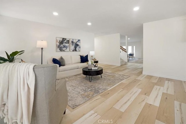 living room with light wood-type flooring