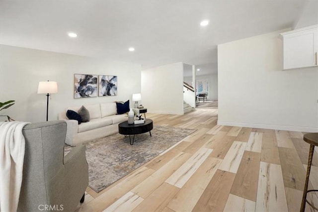 living room featuring light hardwood / wood-style flooring