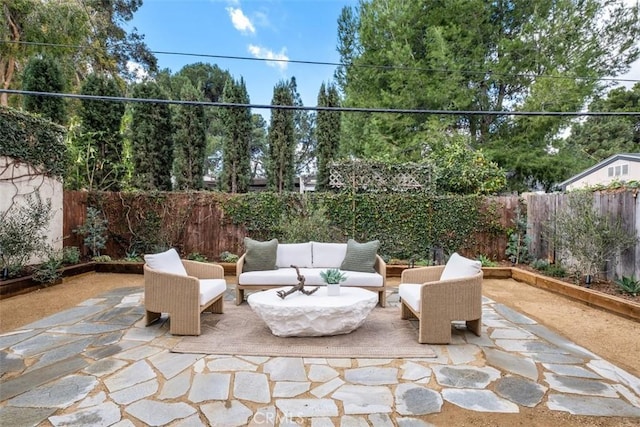 view of patio with an outdoor living space