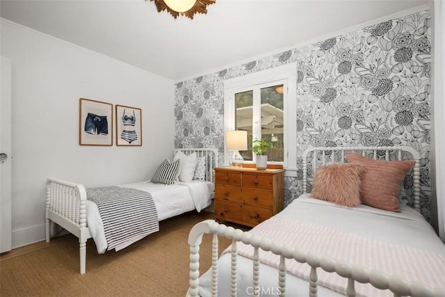 bedroom with ornamental molding